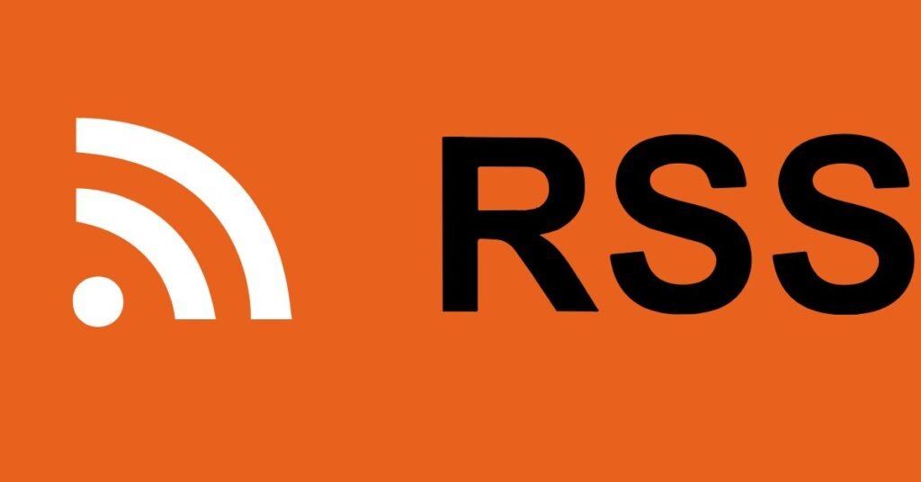 What Is a Podcast RSS Feed? Orange RSS feed icon with white signal symbol and black "RSS" text for subscription.