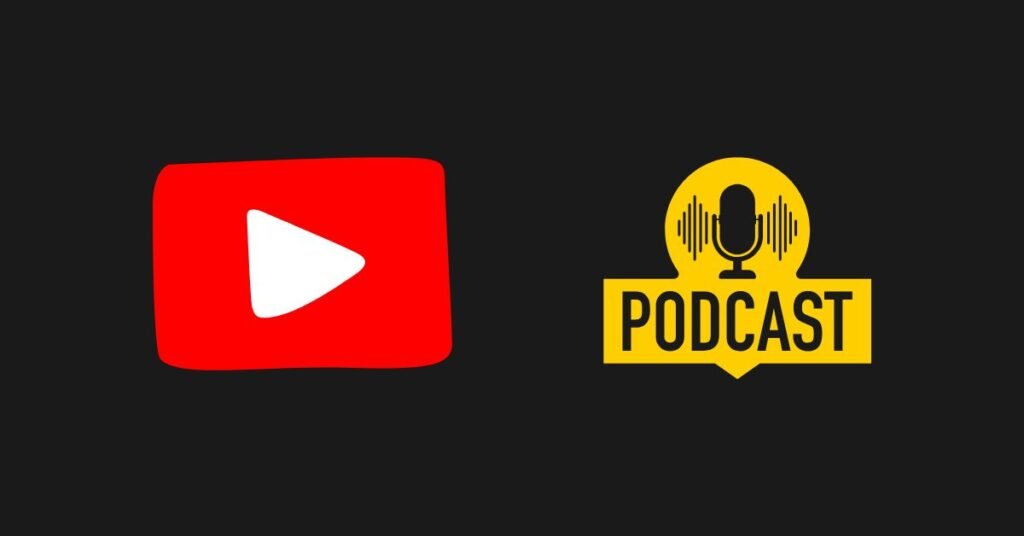 What Makes a Podcaster Different From a Youtuber? YouTube and podcast logos on a black background.